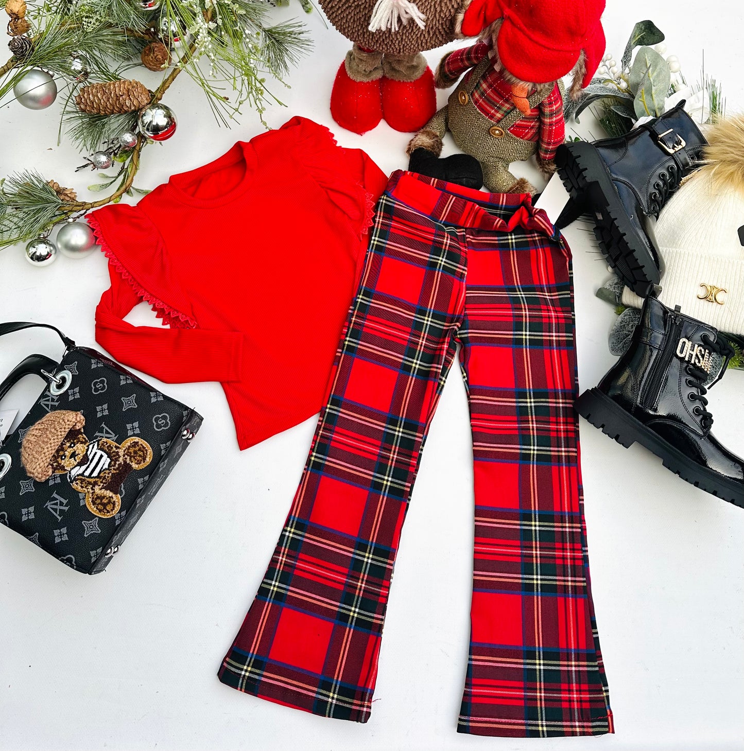 Tartan flared pants