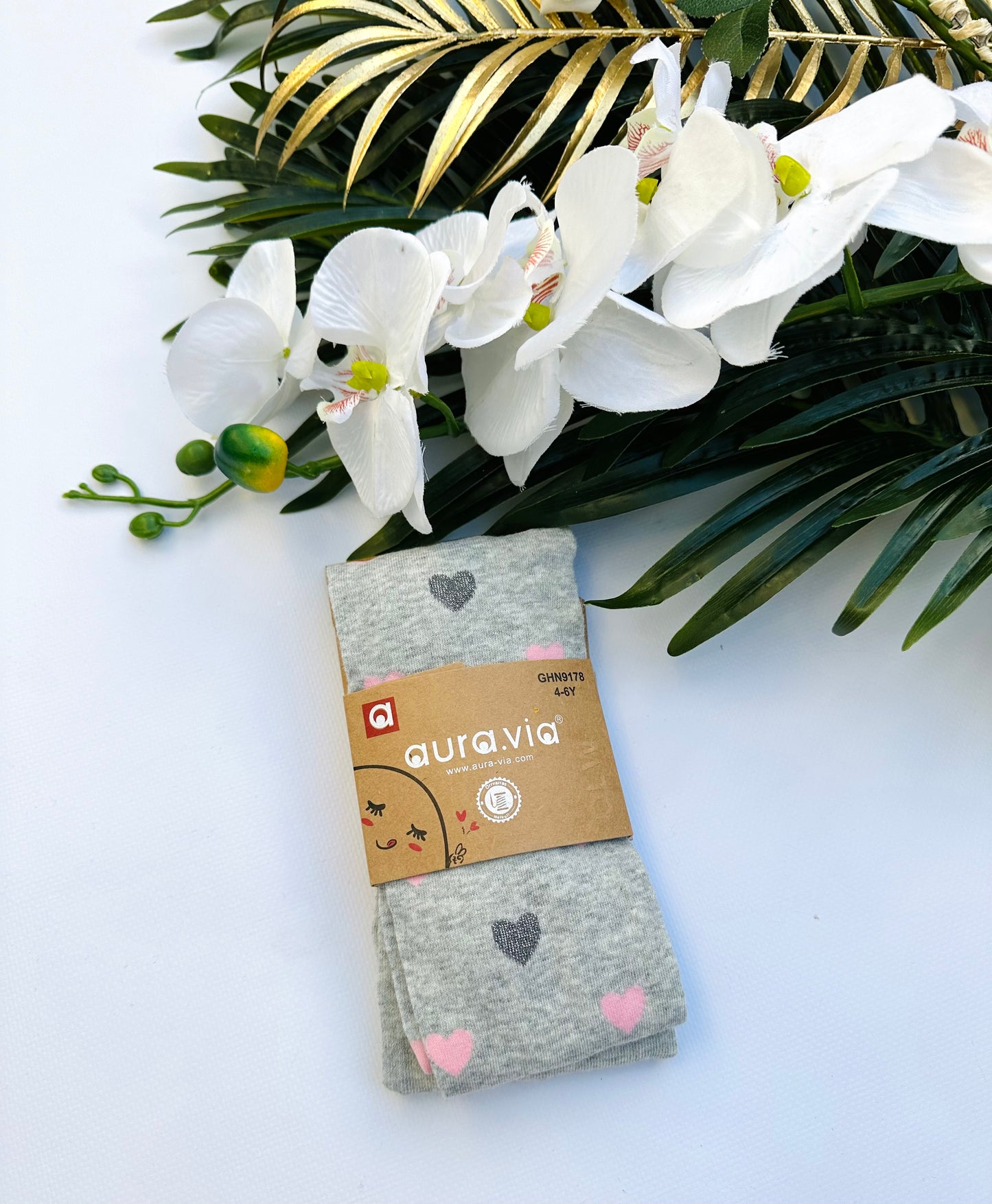 Light grey heart tights