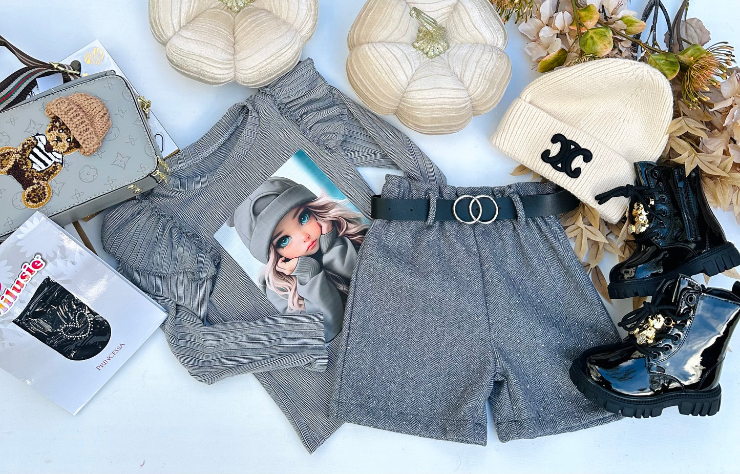 Light grey sparkle shorts