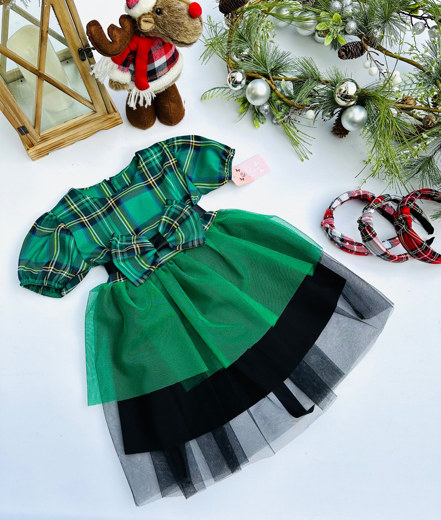 Green checked dress