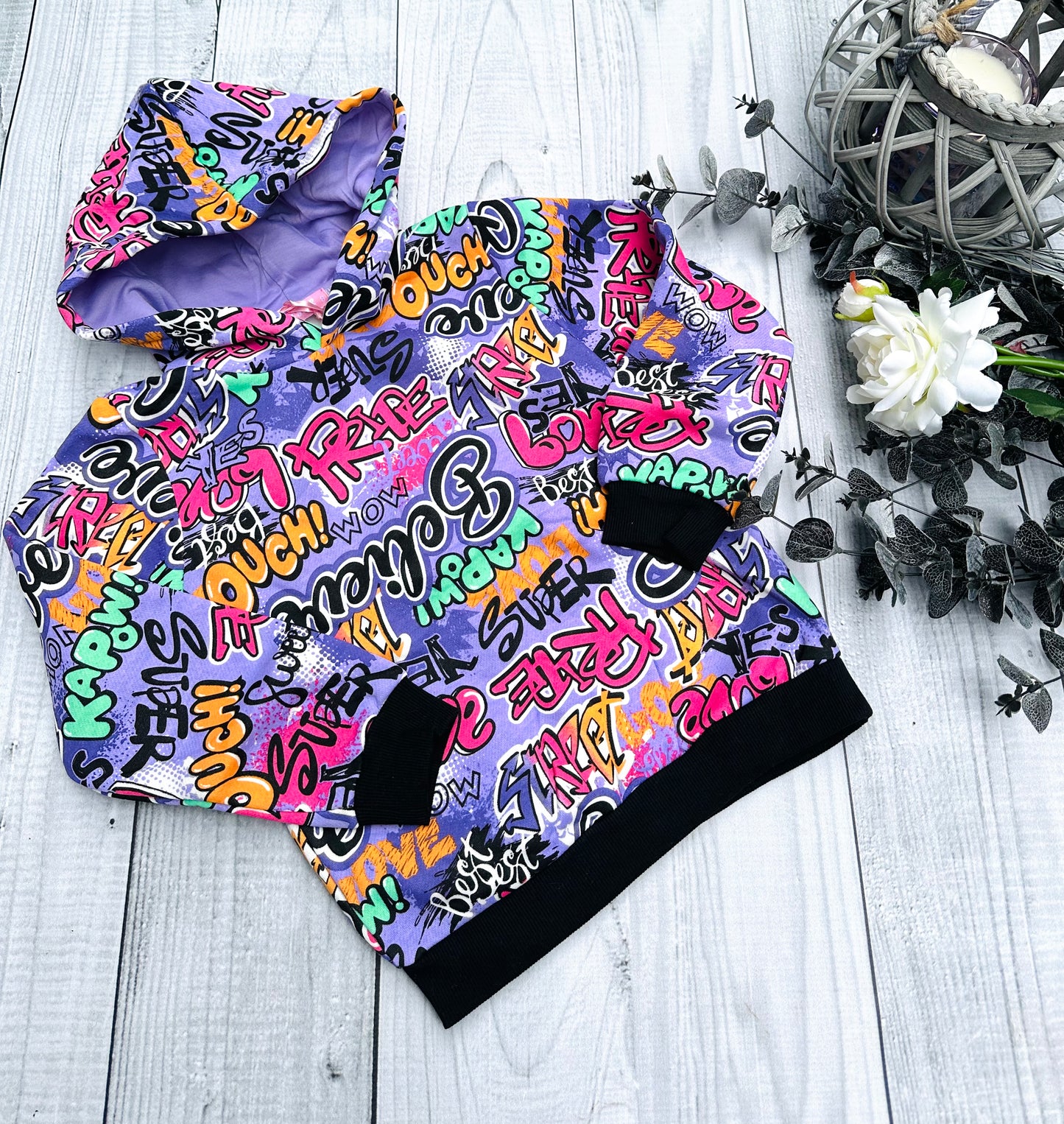 Lilac warm graffiti hoodie