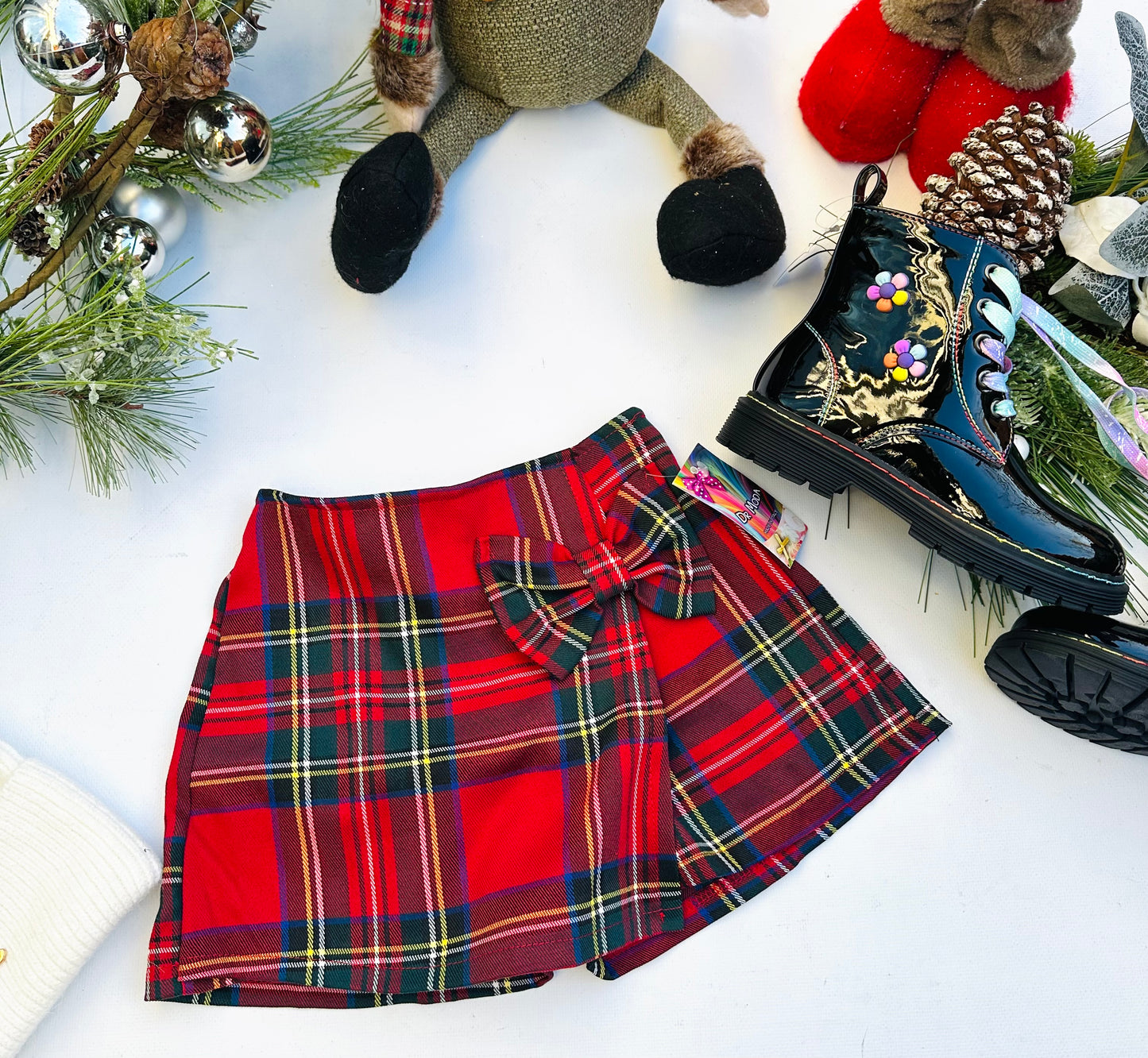 Tartan bow skorts