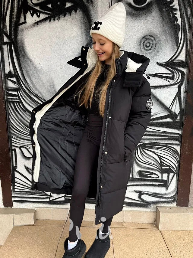 Black long winter jacket