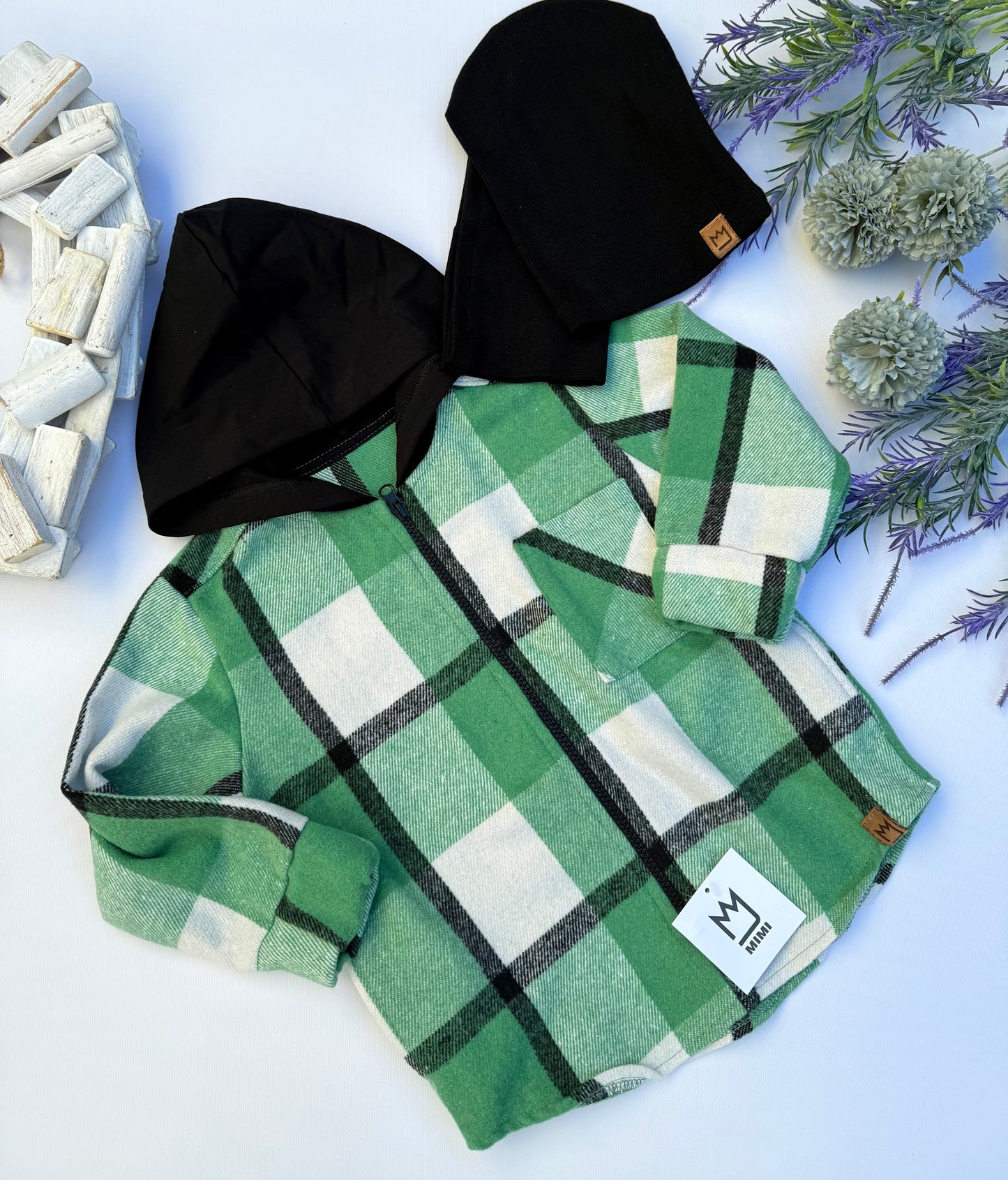 Green checked hoodie