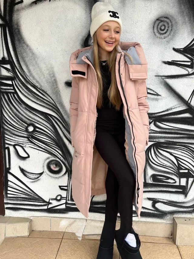Pink long winter jacket