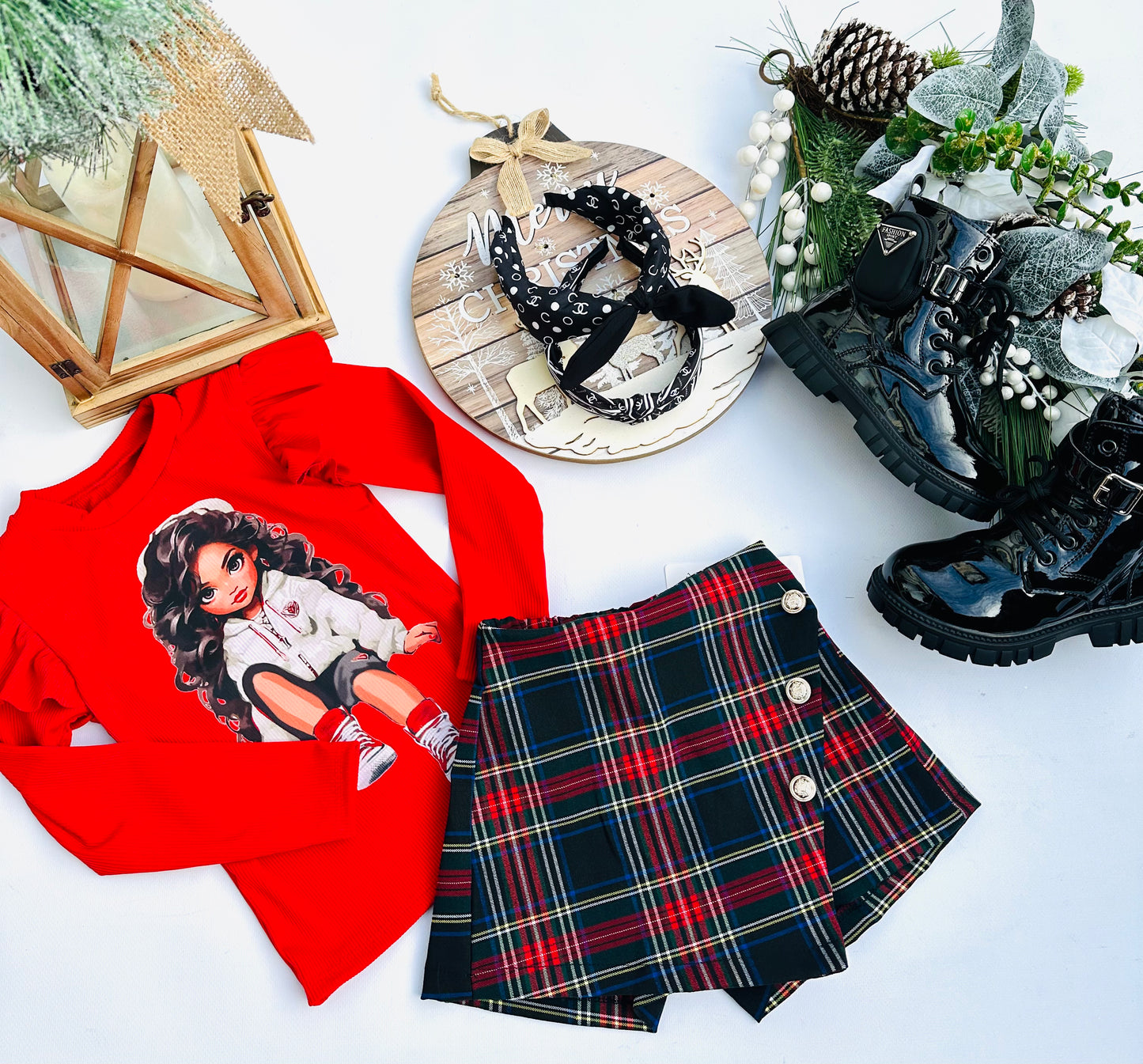 Navy checked skorts