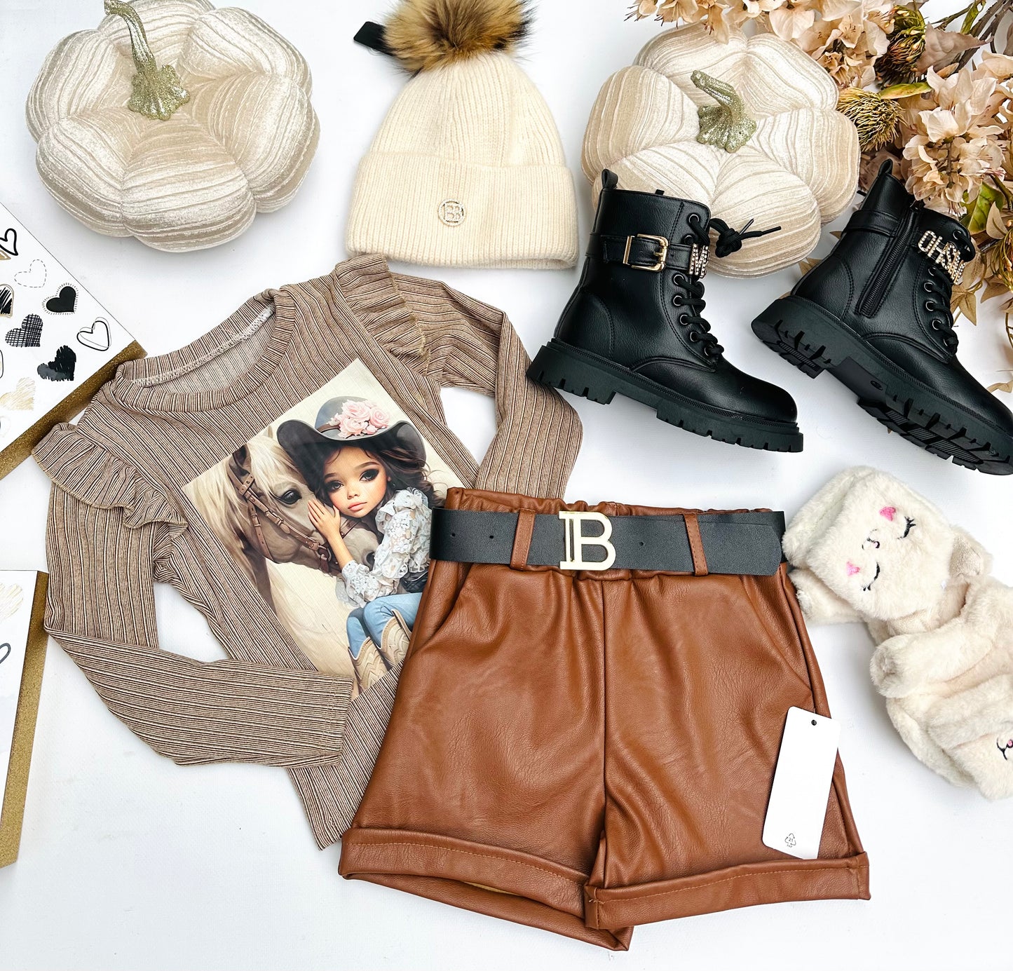 Brown eco leather shorts