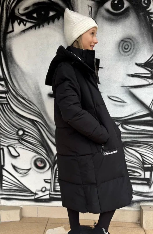 Black long winter jacket
