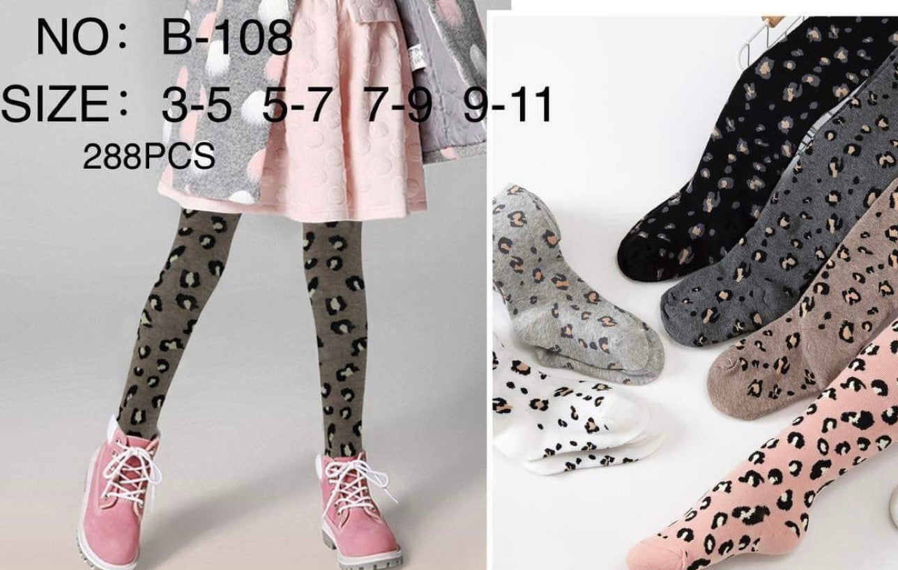 Black wild print tights