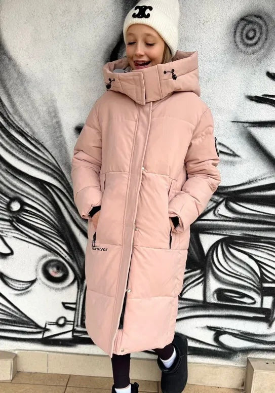 Pink long winter jacket