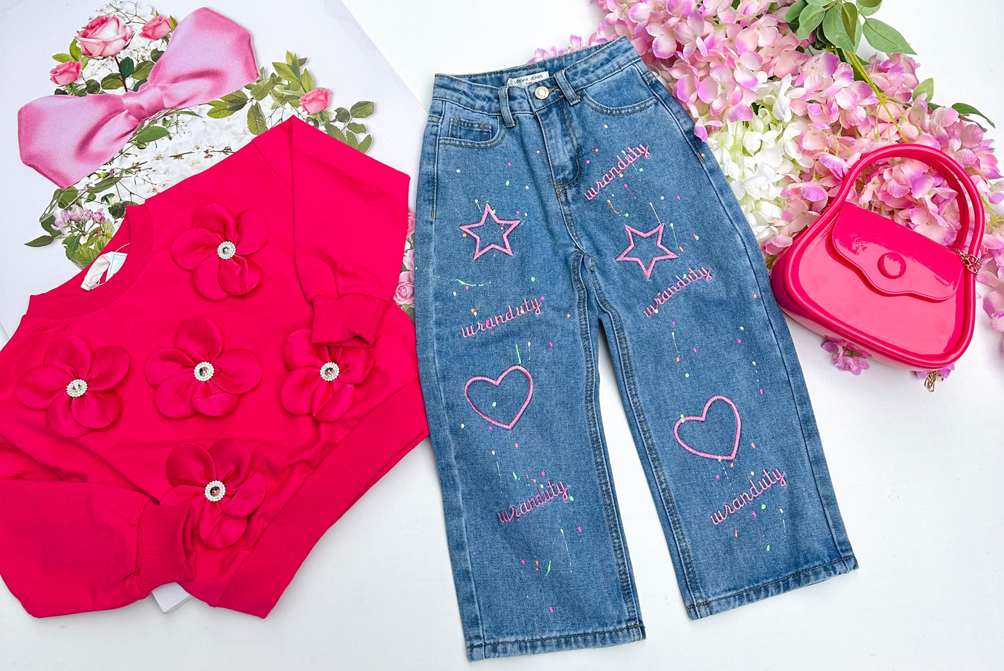 Heart denim jeans