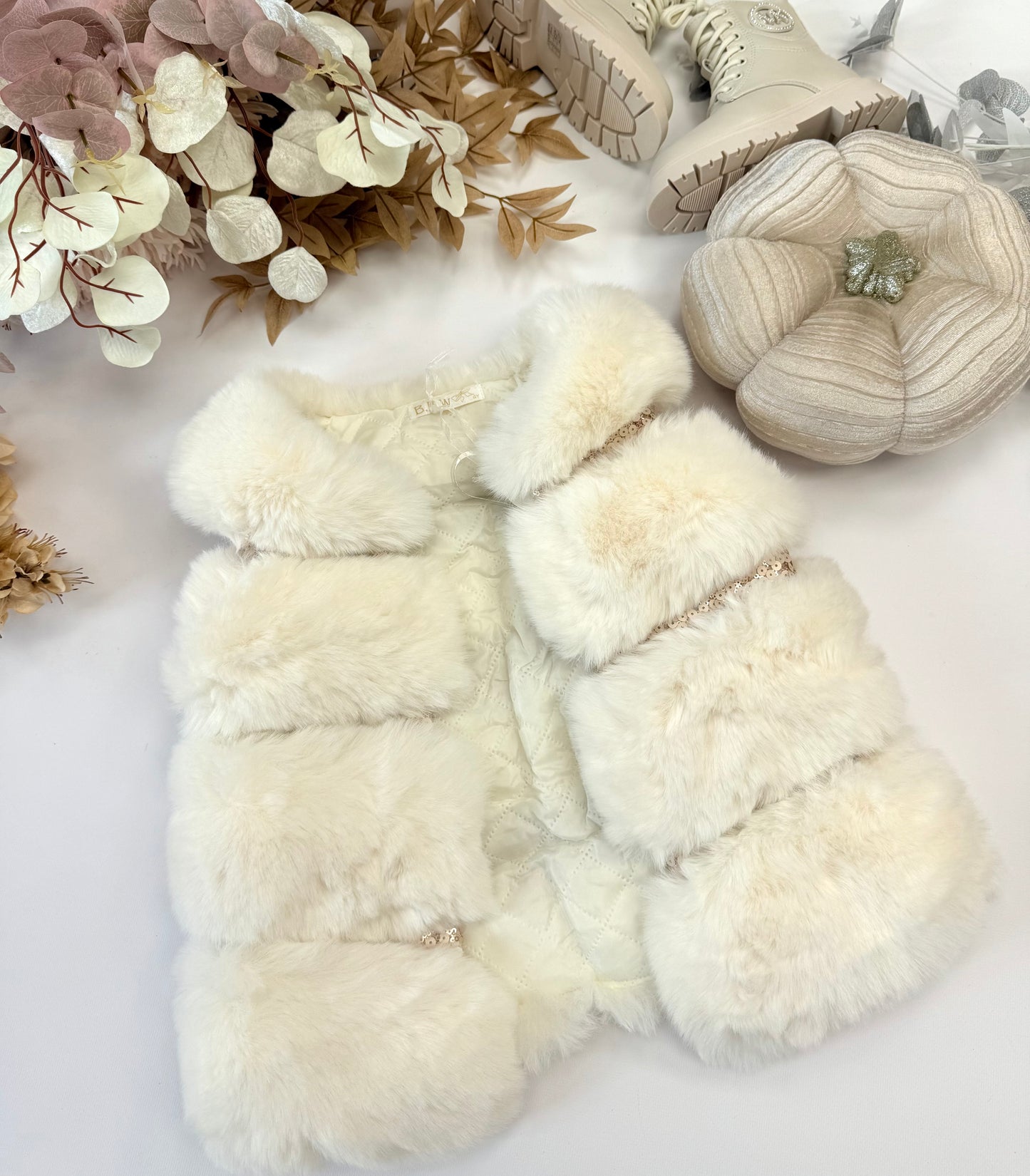 Cream fur gilet