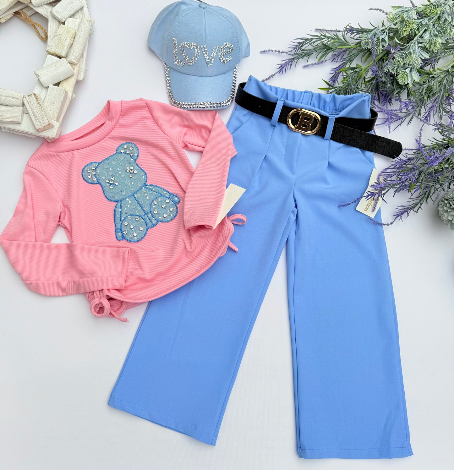 Blue wide leg pants