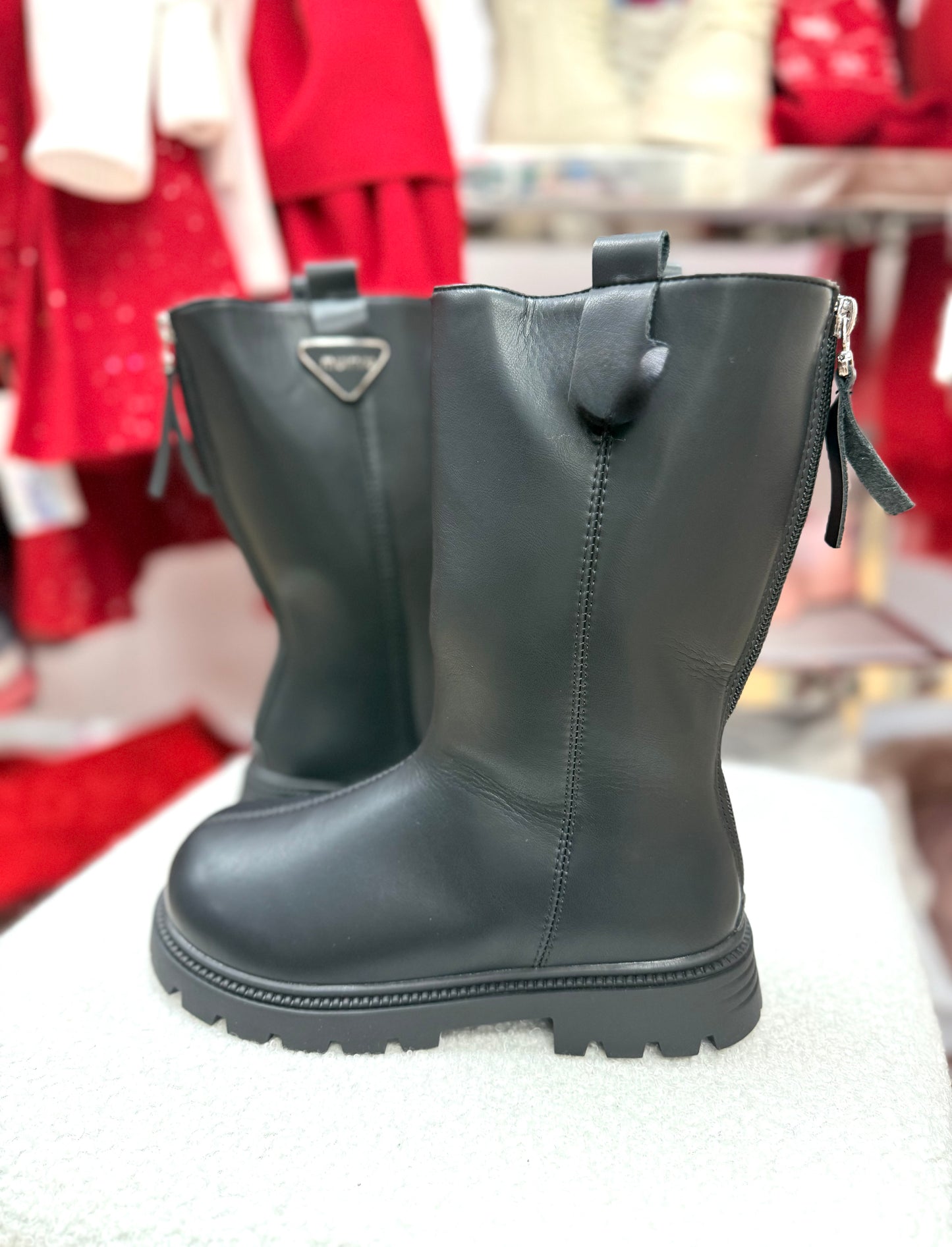 Black long winter boots