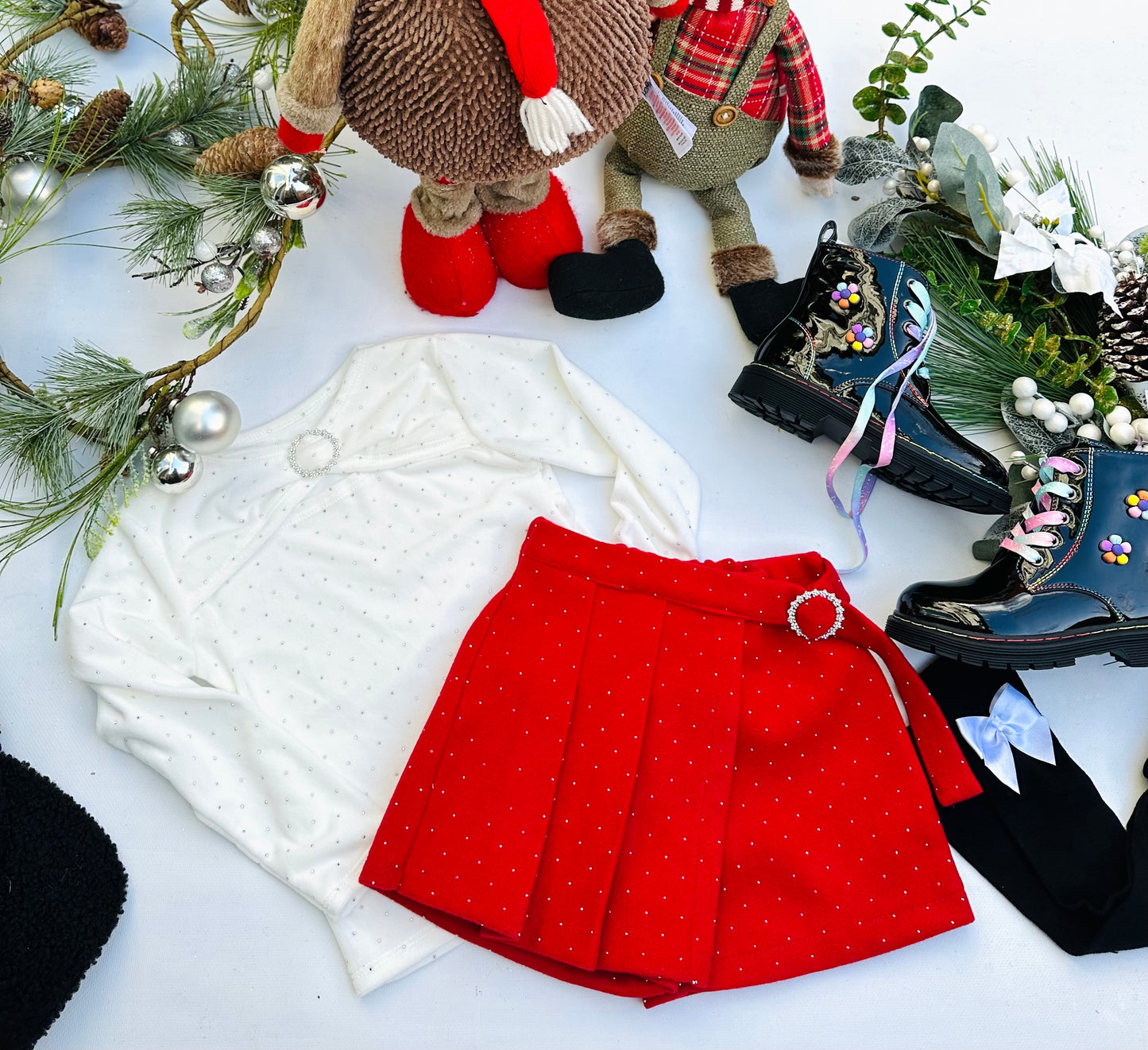 Red sparkle skorts