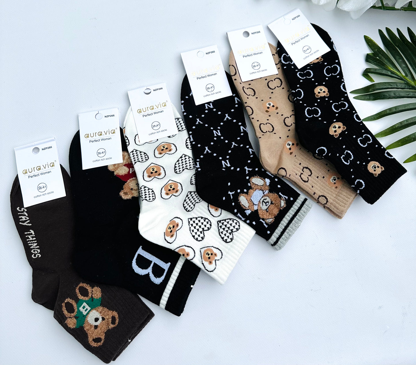 Brown teddy socks