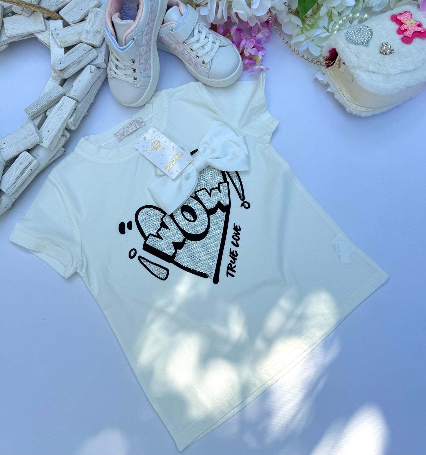 White bow t shirt