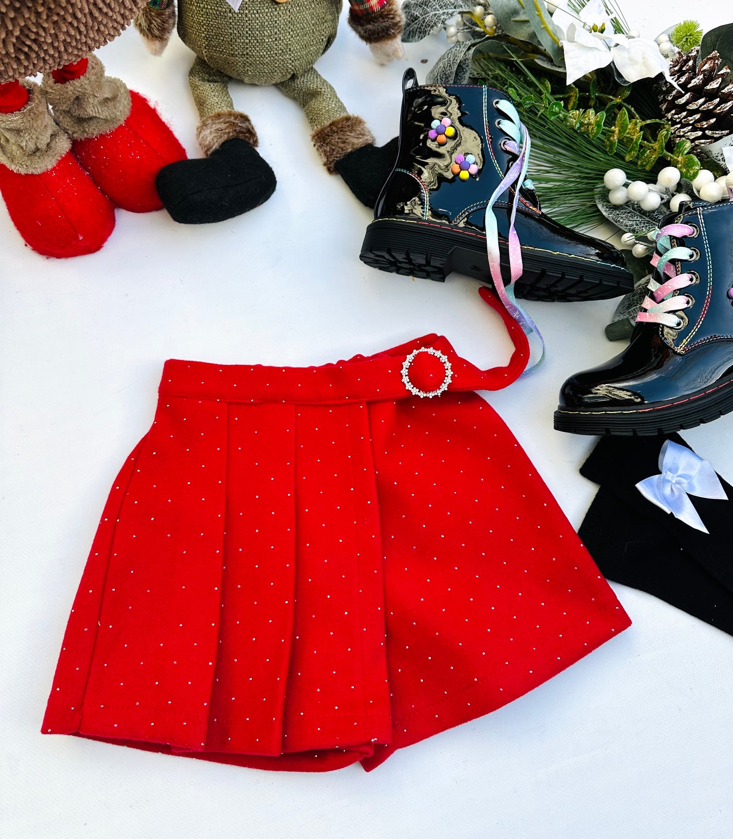 Red sparkle skorts
