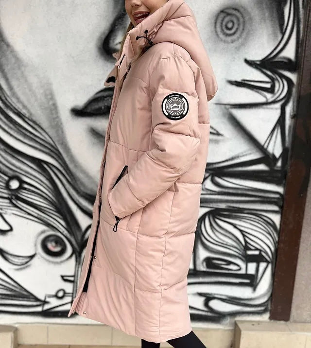 Pink long winter jacket