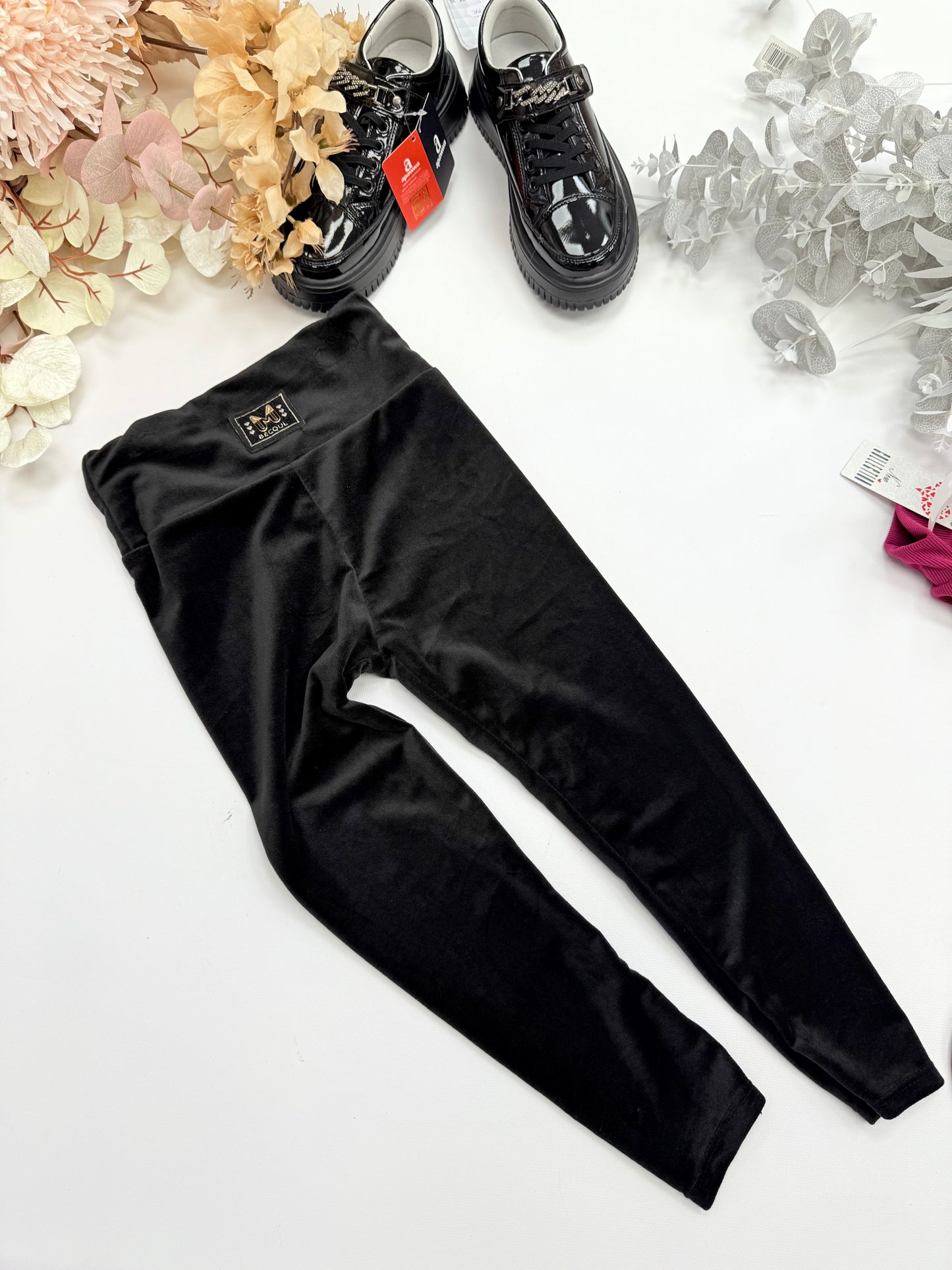 Black velvet leggings