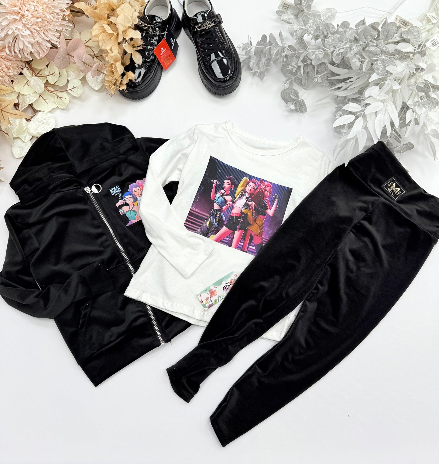 Black velvet leggings