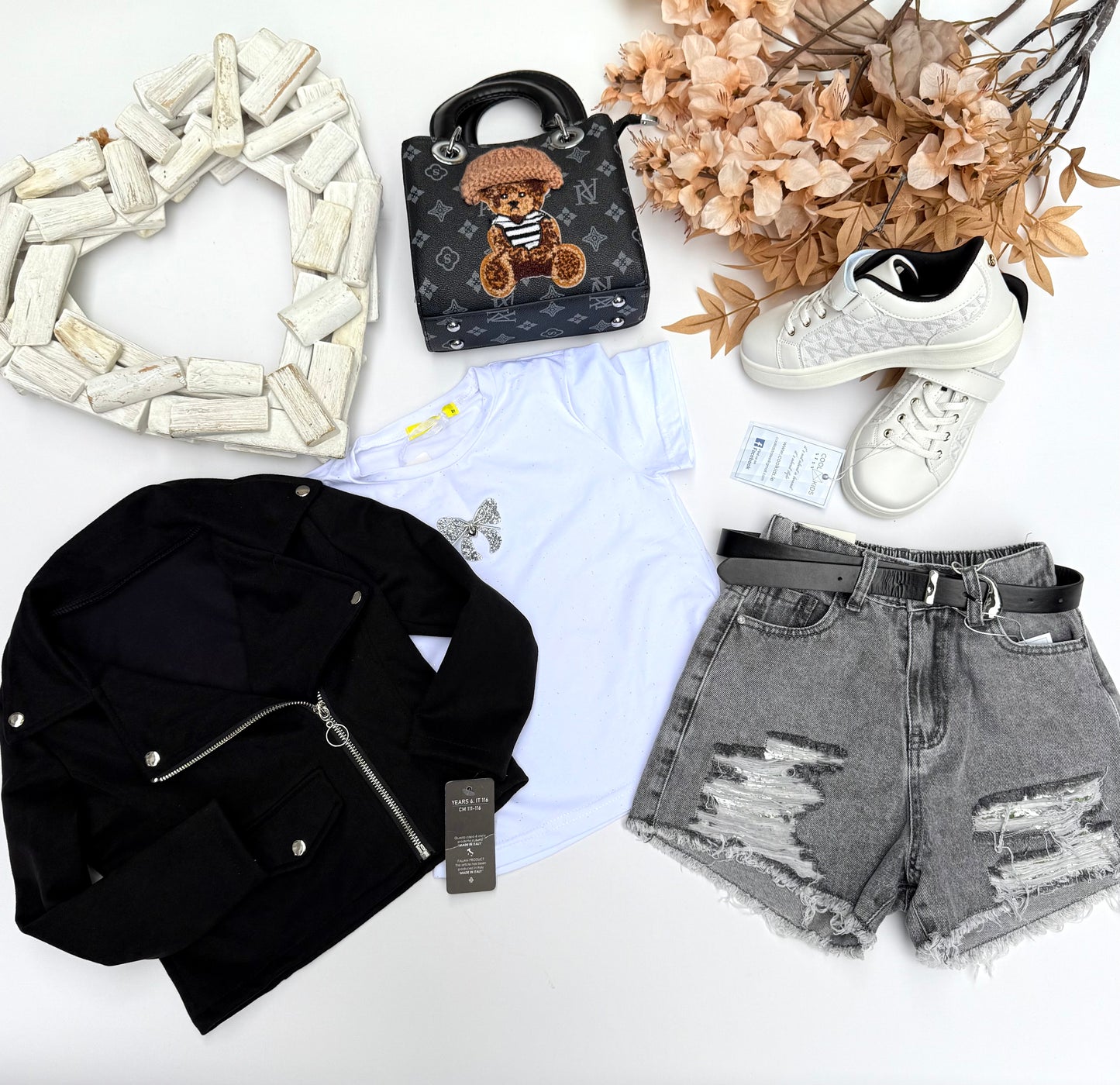 Denim sparkle shorts