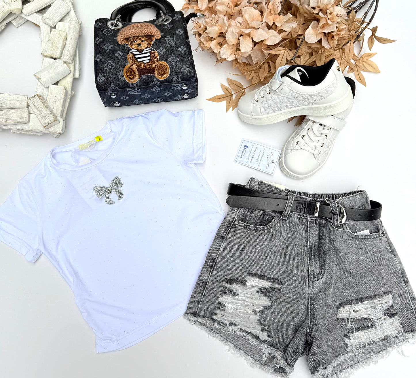 Denim sparkle shorts