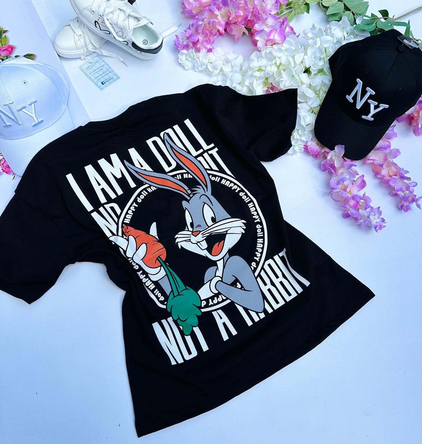 Black oversize bunny t shirt
