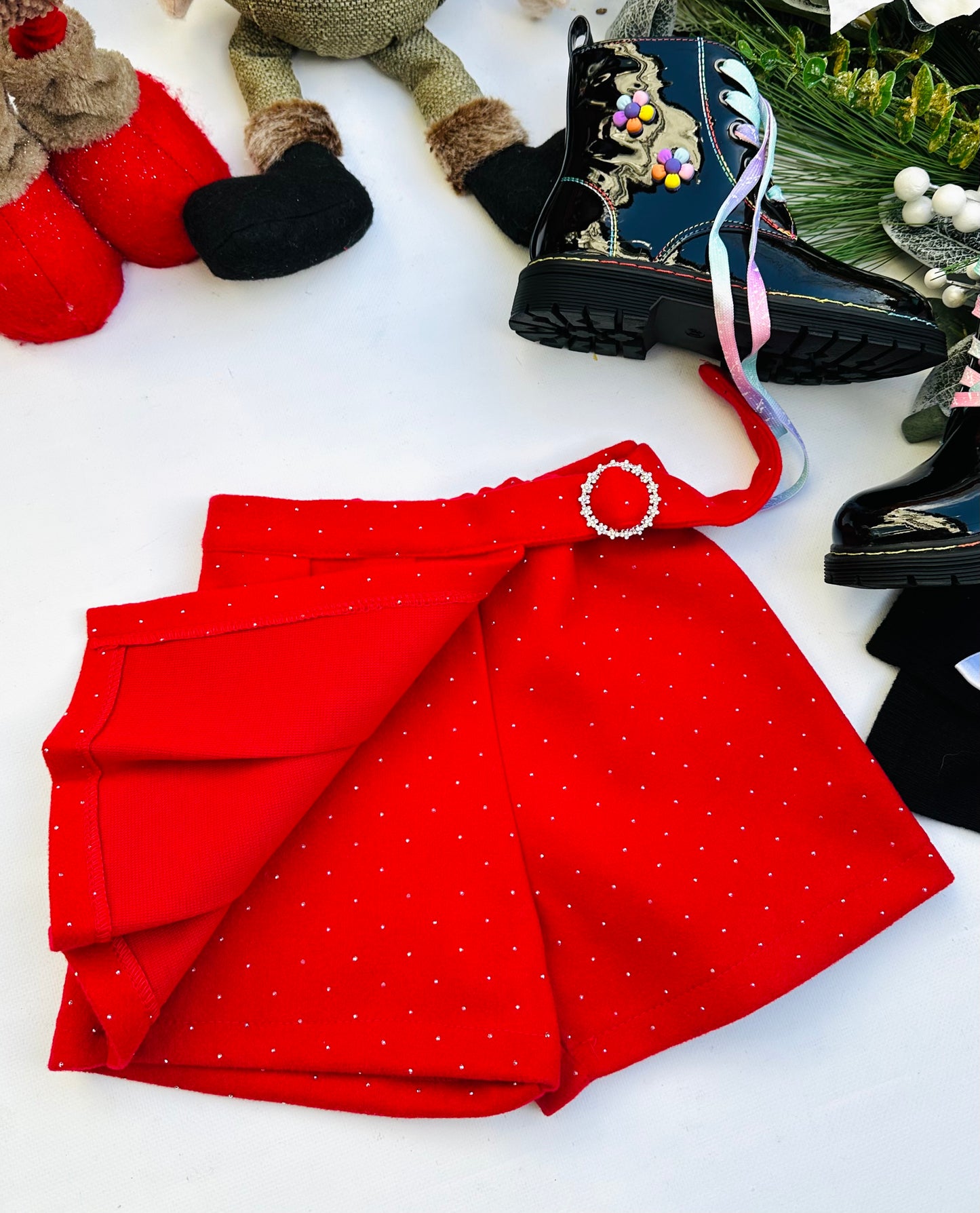 Red sparkle skorts