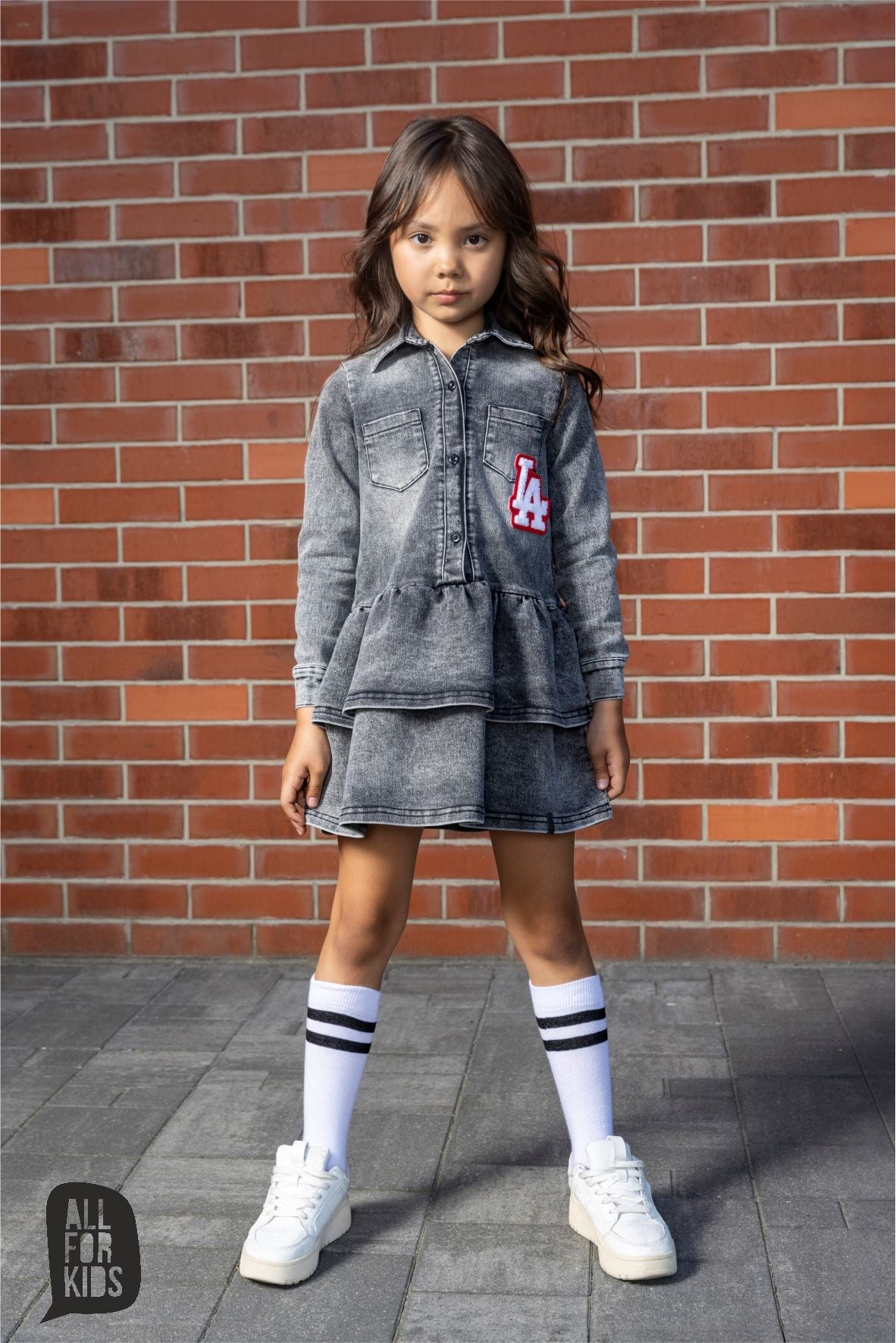 Black soft denim dress