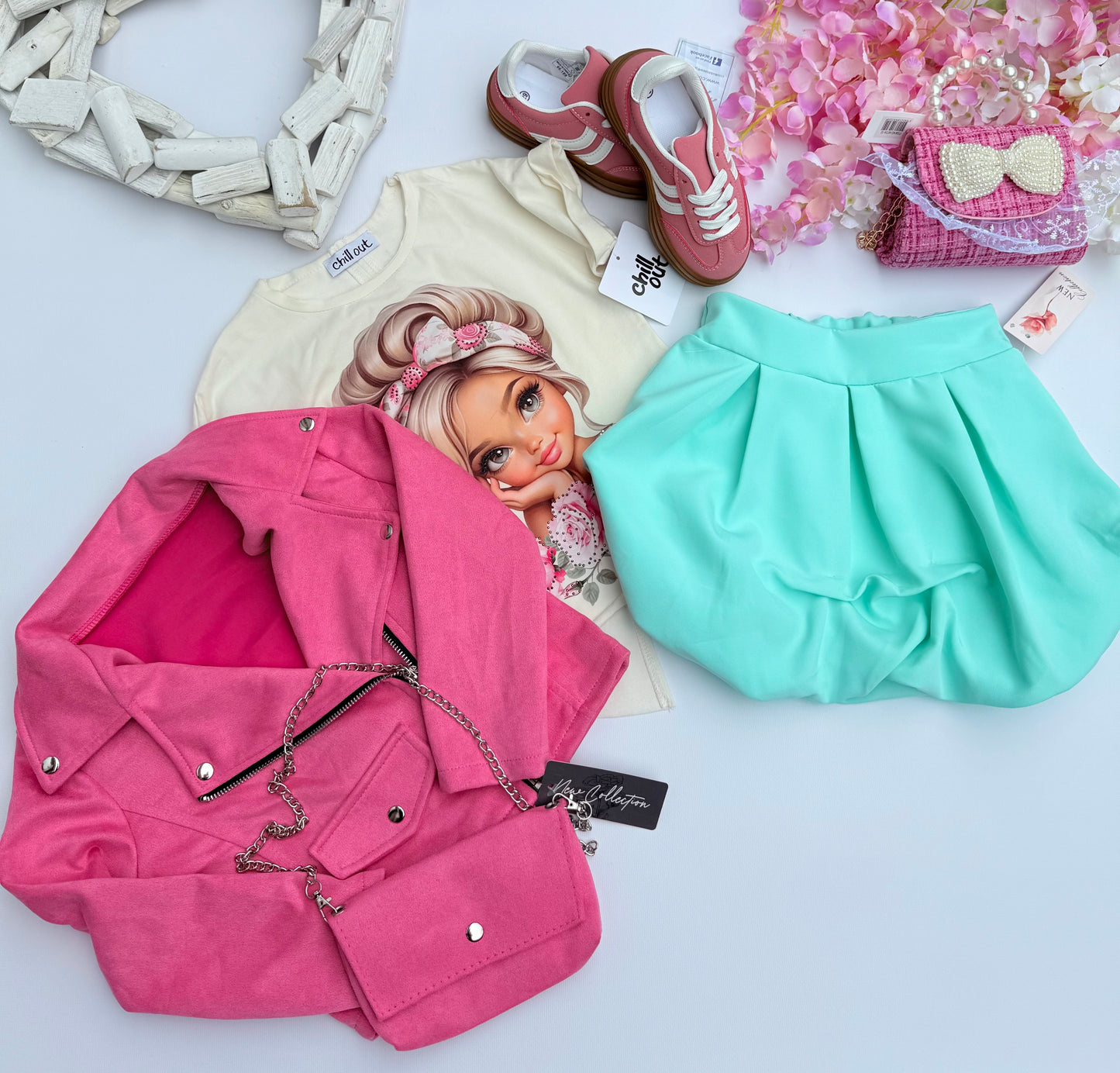 Pink jacket with bag