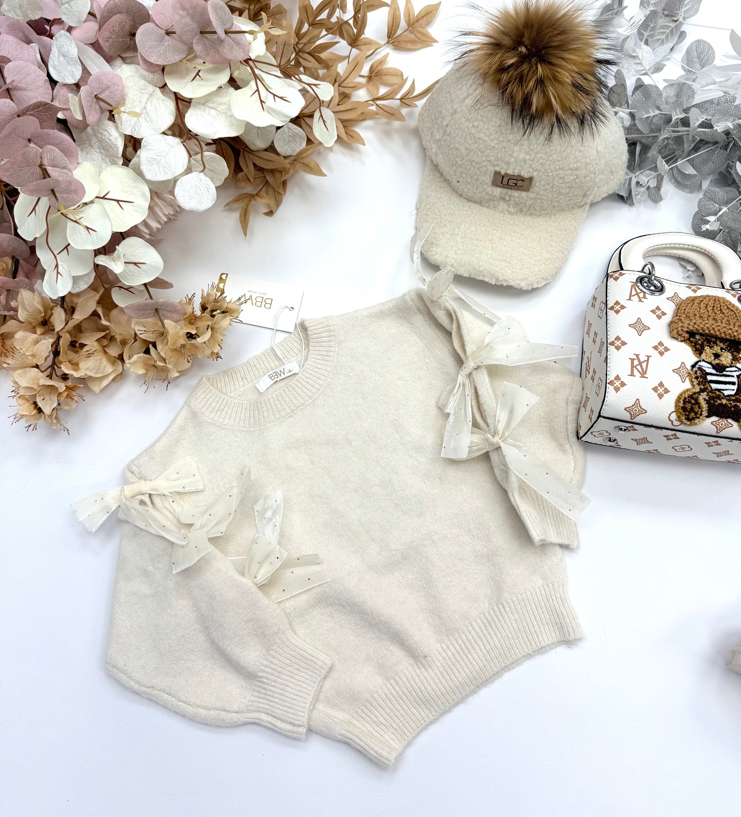 Cream bow jumper