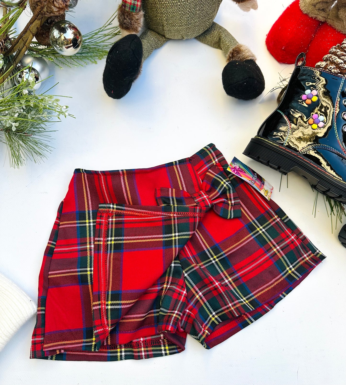 Tartan bow skorts
