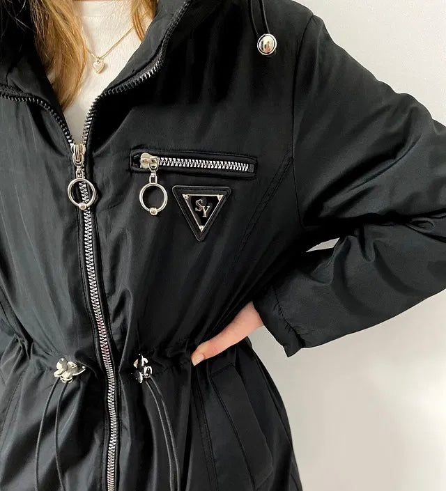 Black parka jacket