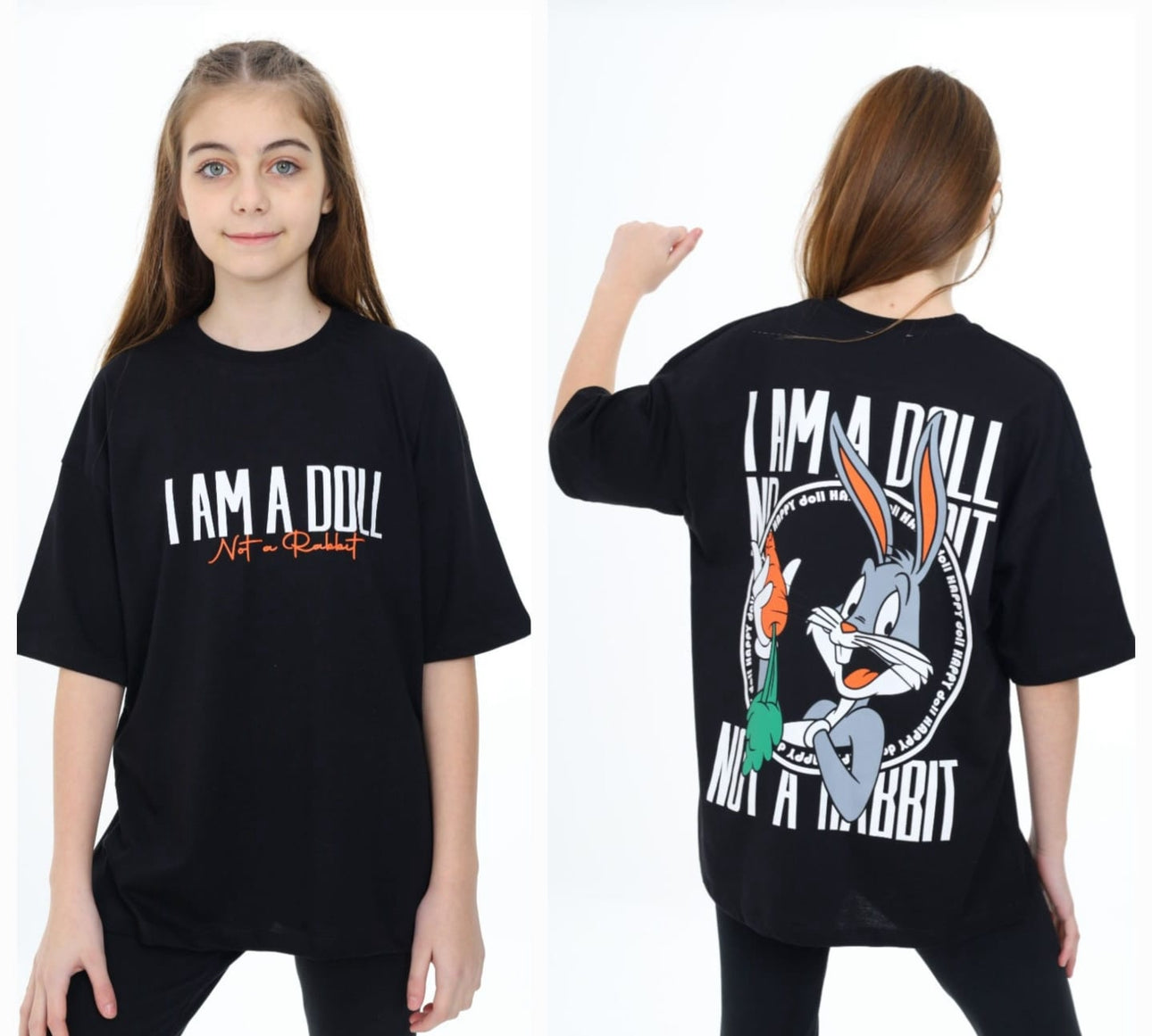 Black oversize bunny t shirt