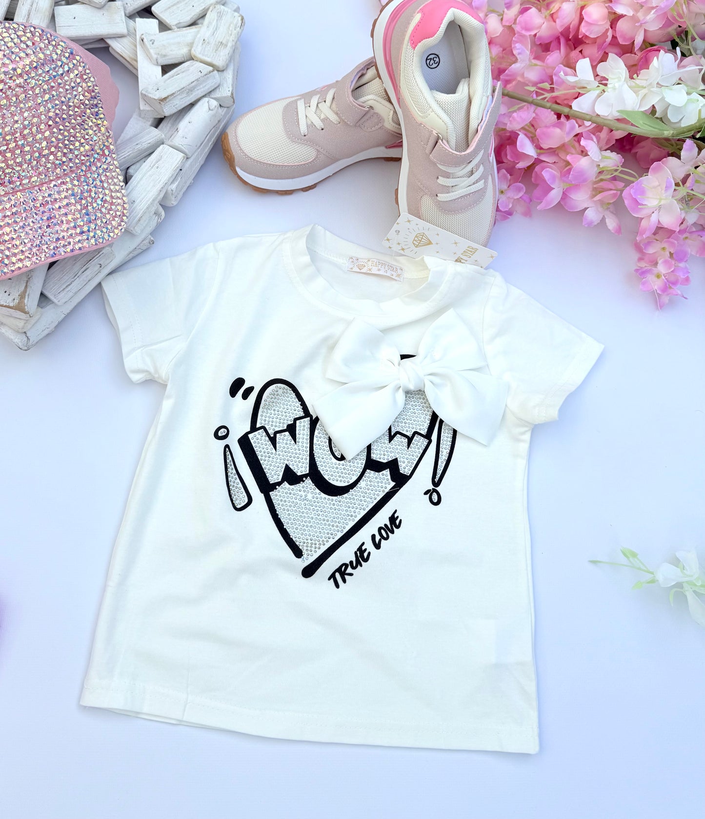 White bow t shirt