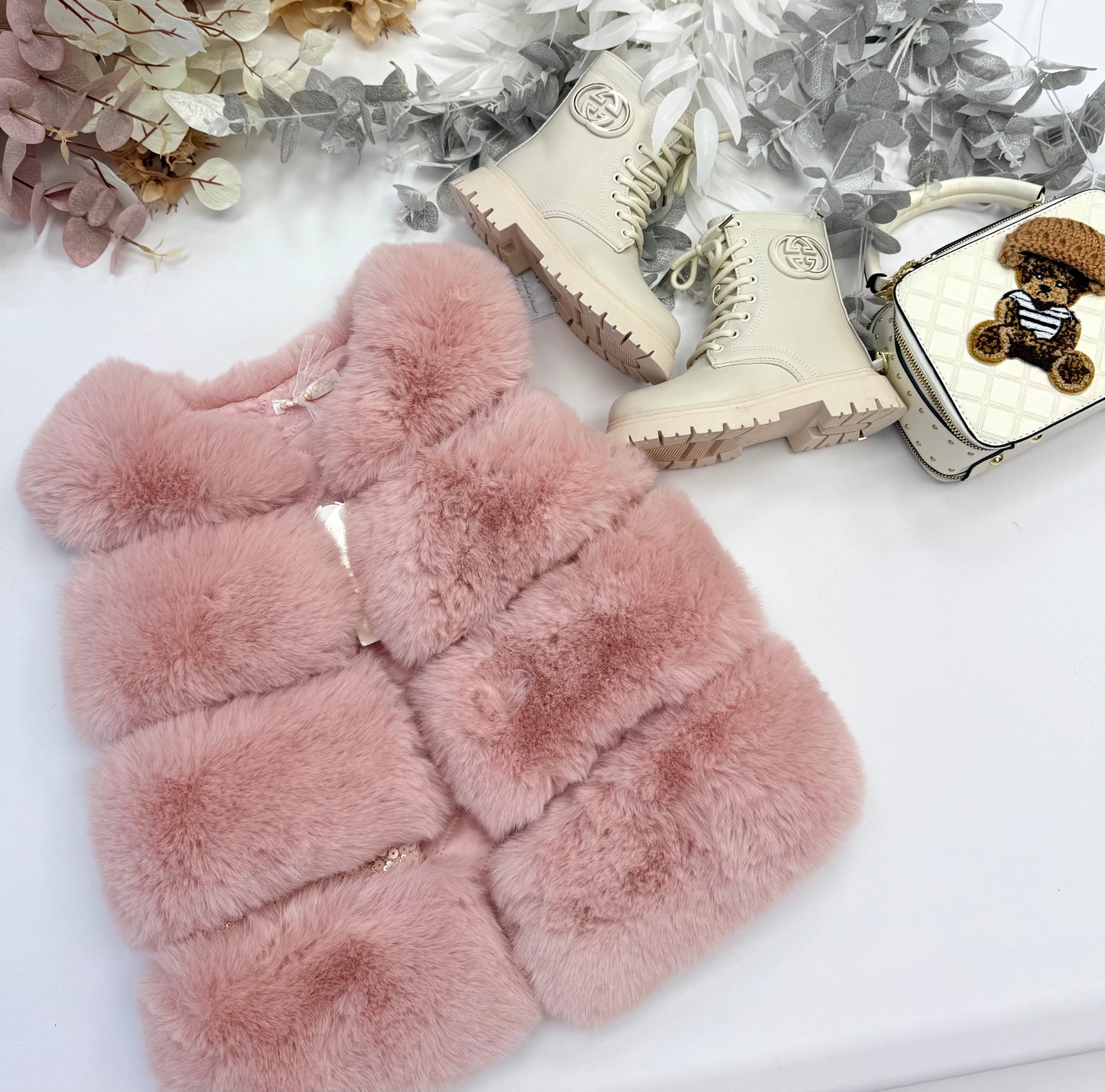 Pink fur gilet