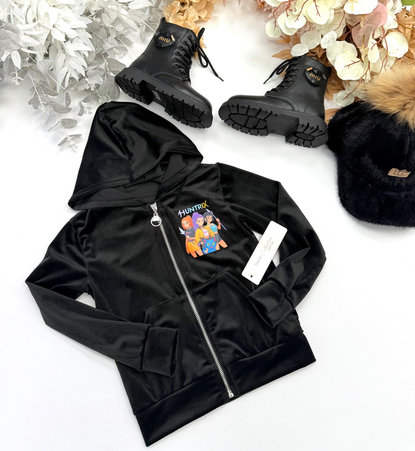 Black velvet hoodie