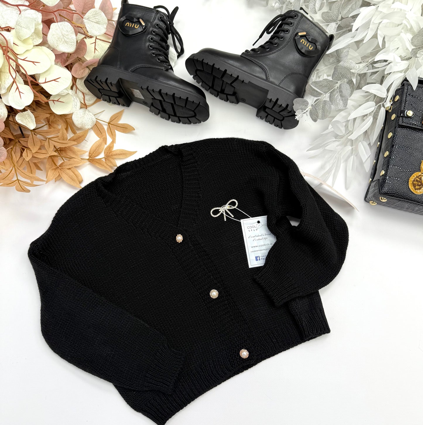 Black bow cardigan