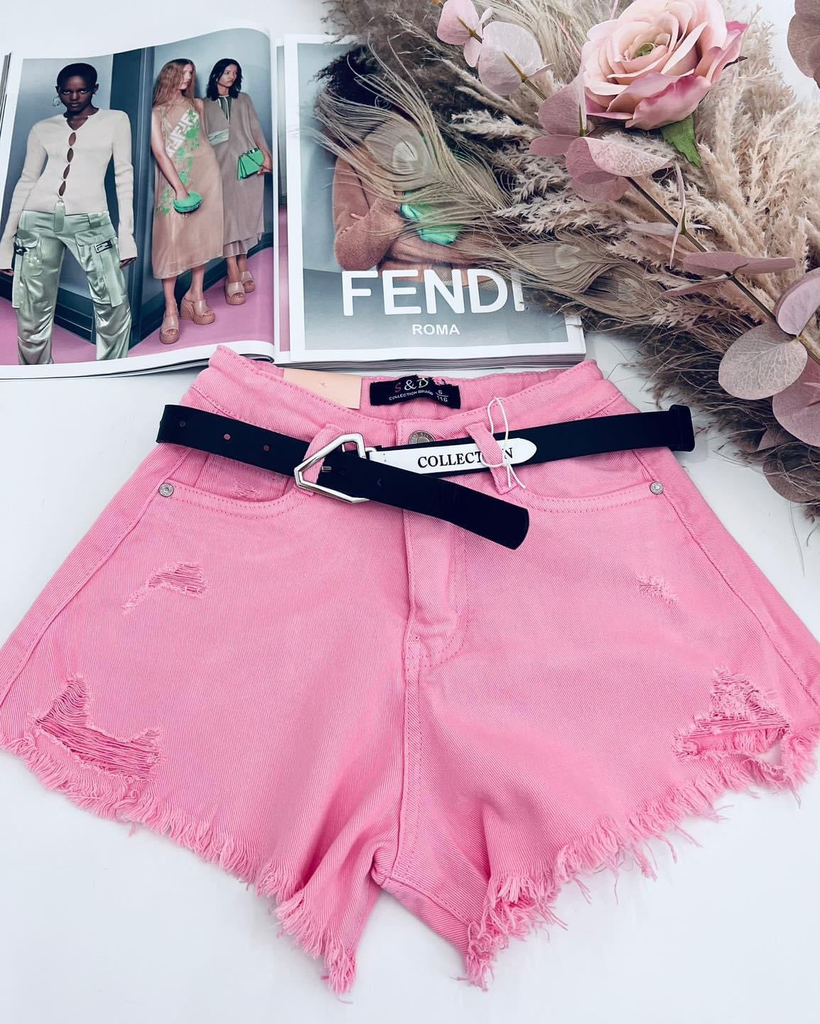 Pink shorts with belt