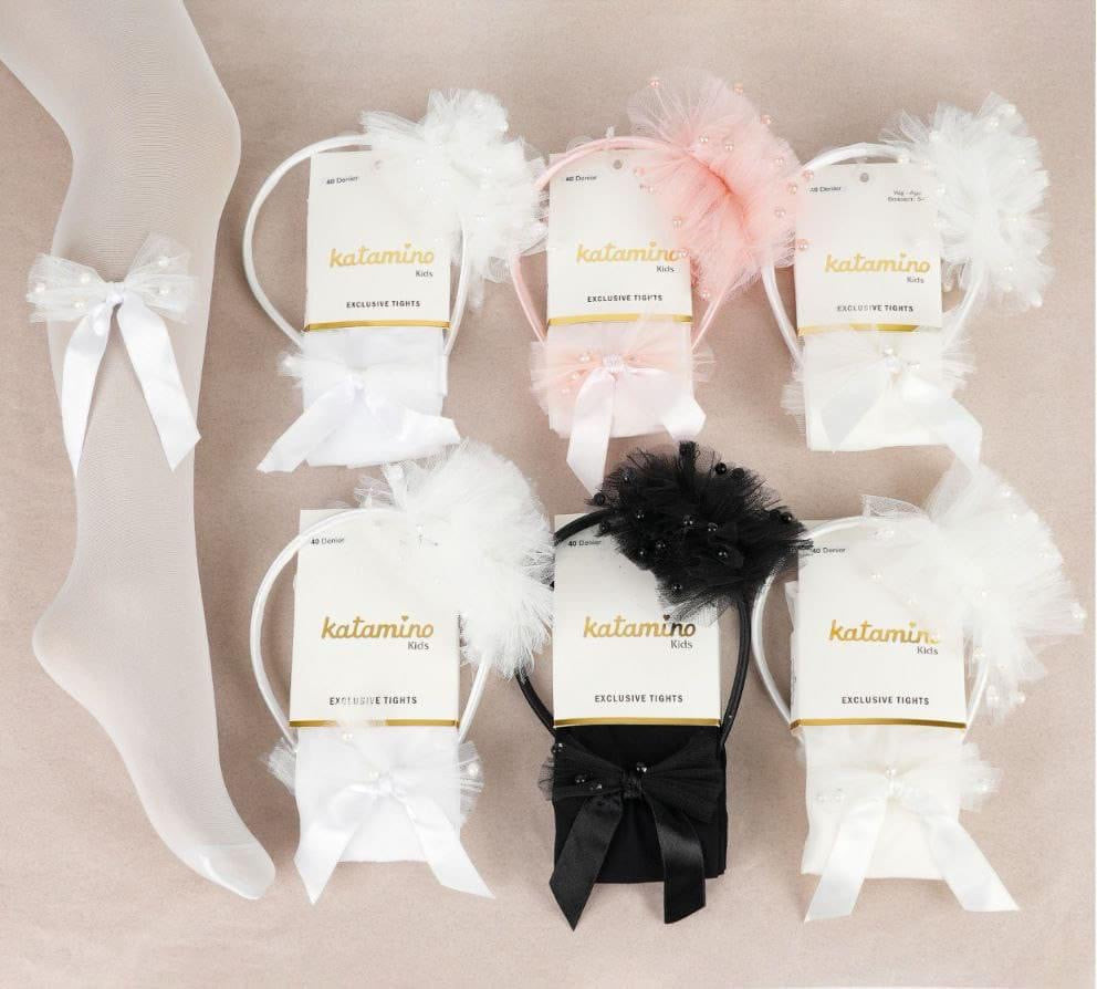 Cream tights with headband