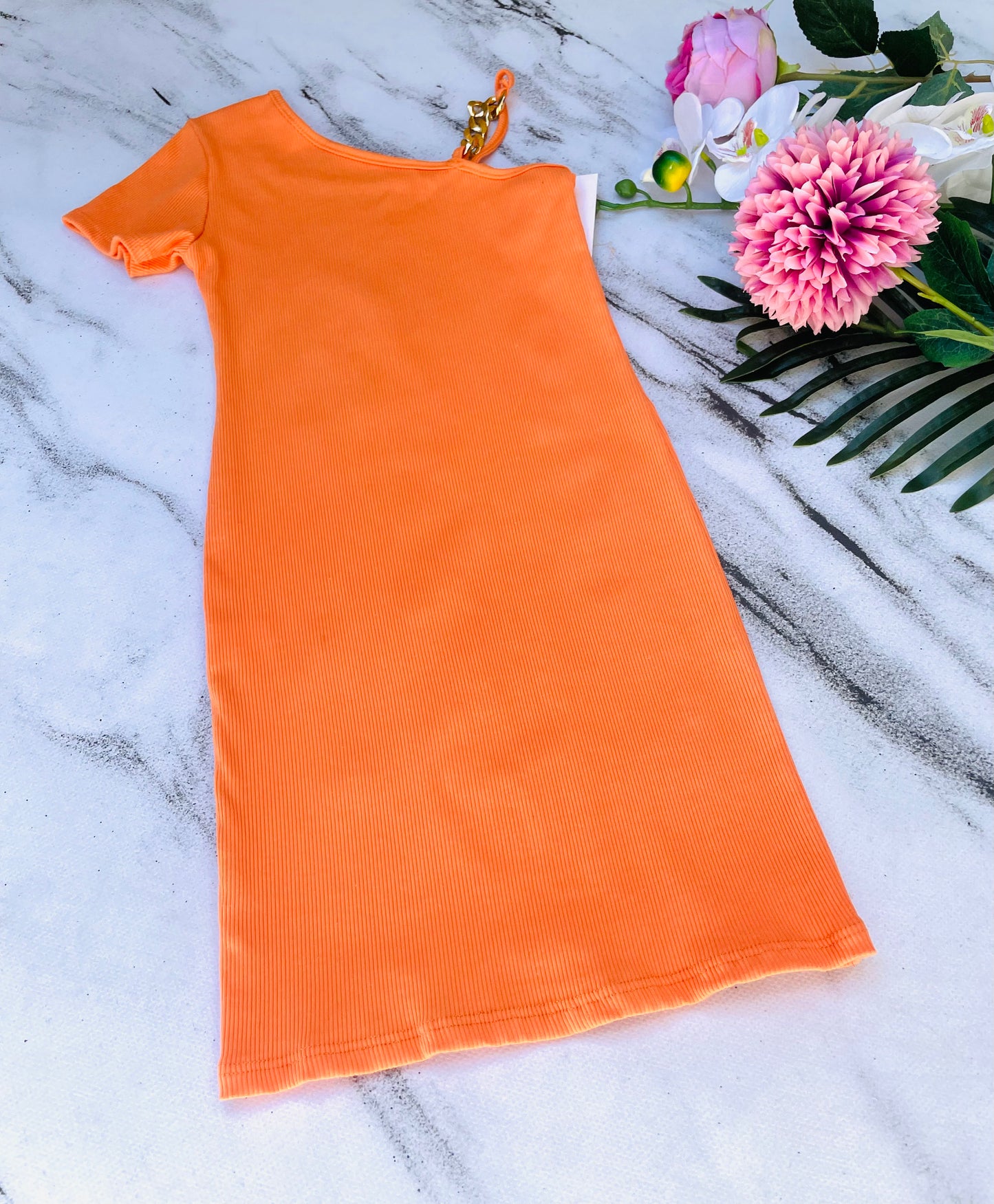 Orange ribbed dress
