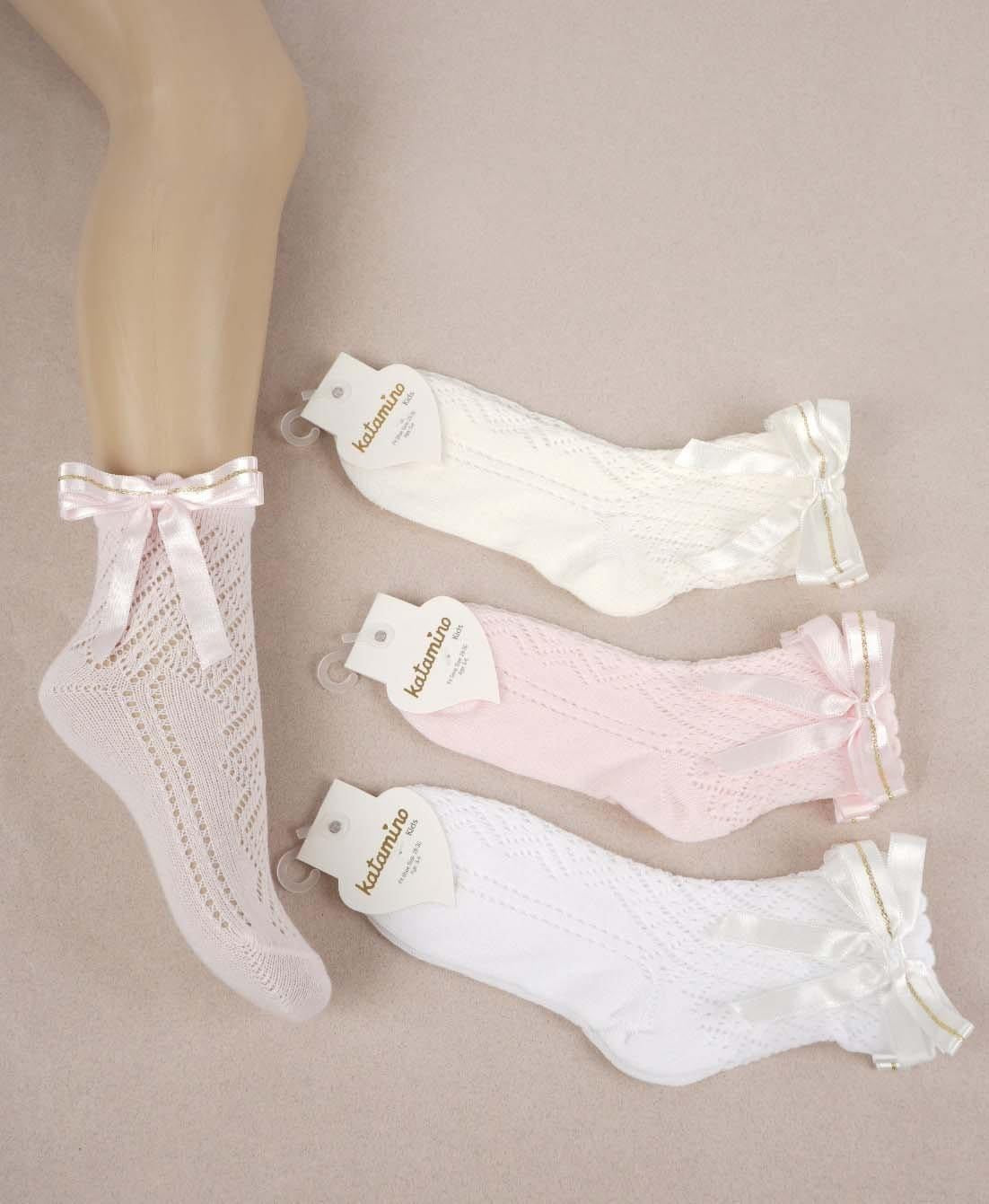 Bow beige socks