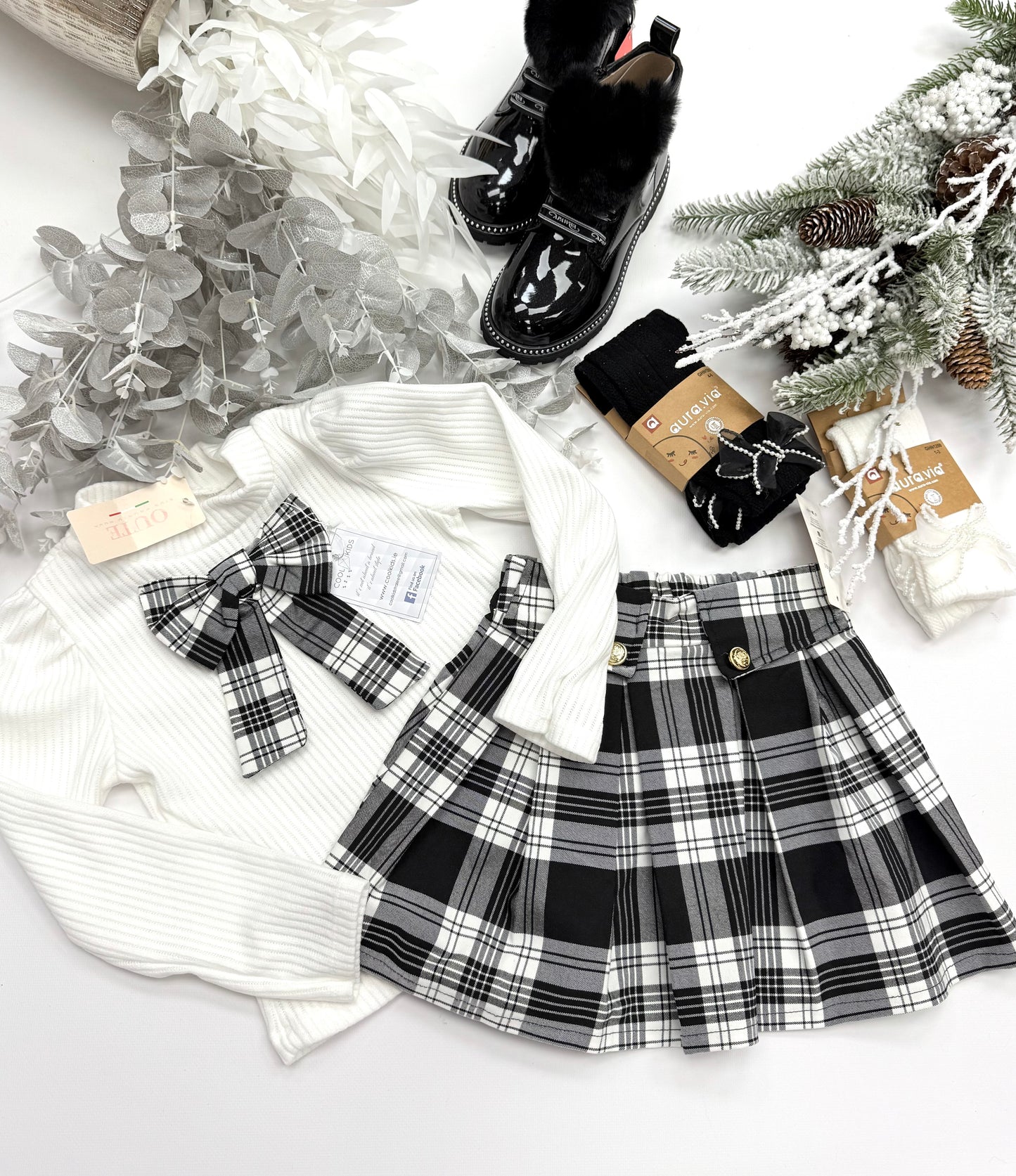 Bow checked set