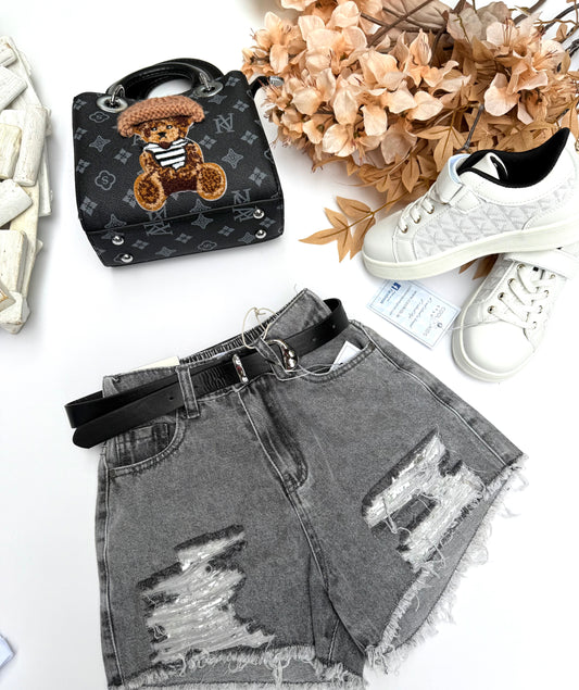 Denim sparkle shorts
