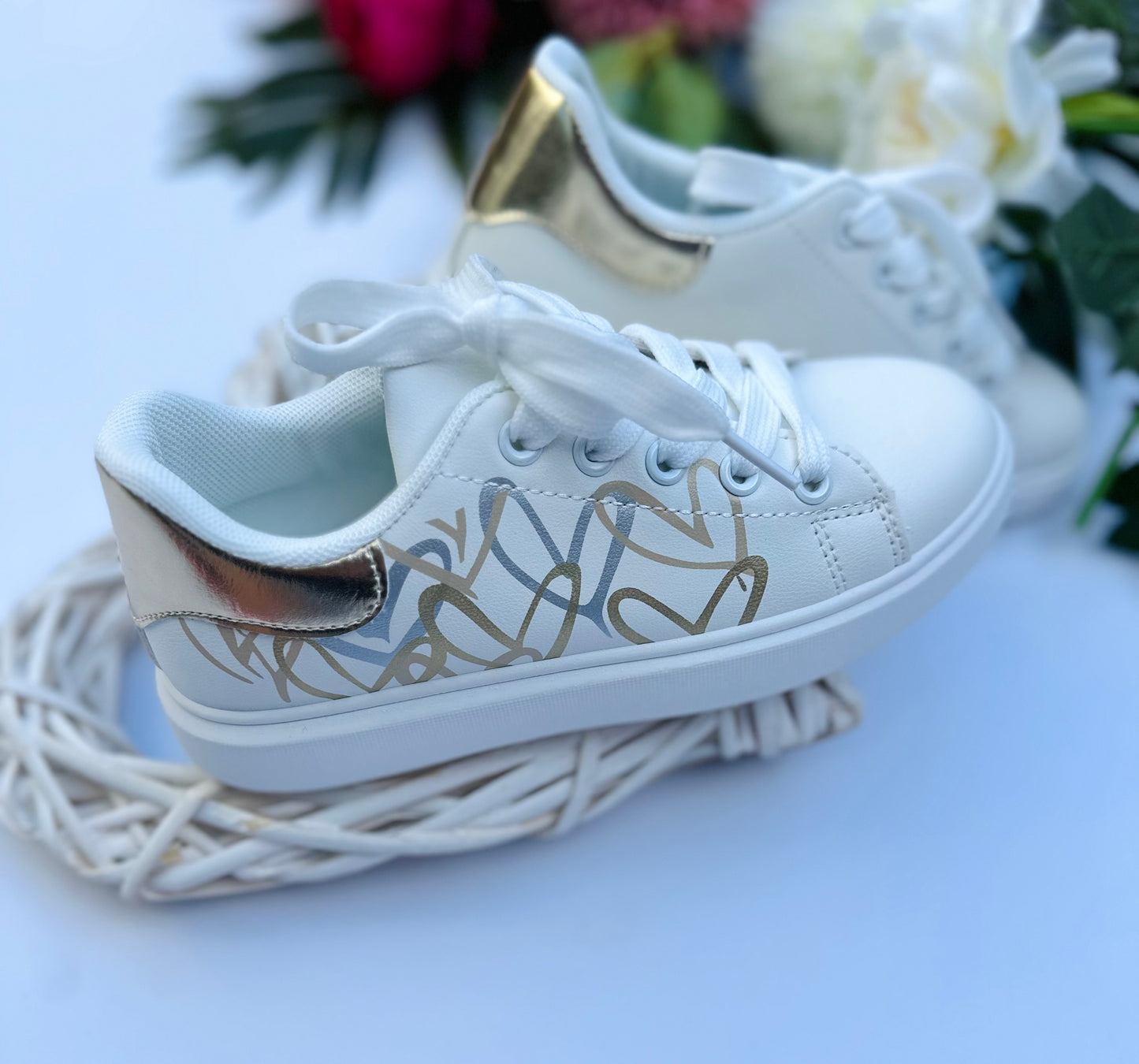 Gold heart sneakers