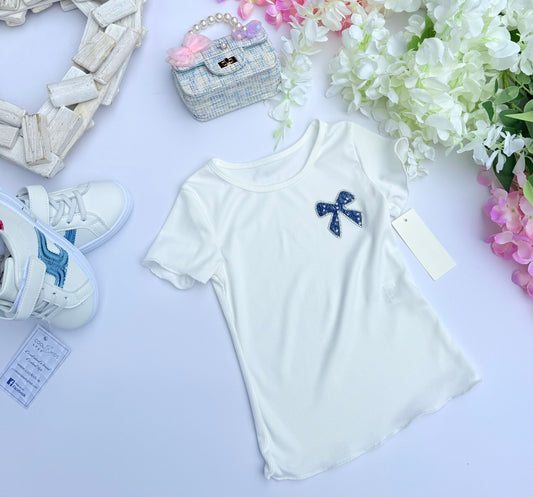 White bow t shirt