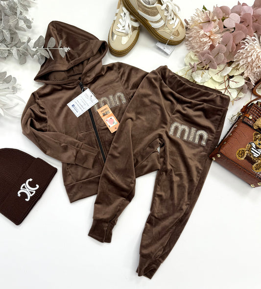 Velvet chocolate tracksuit