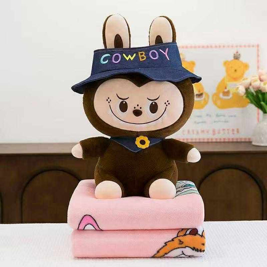 2 in 1 labubu soft toy with blanket