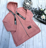 Pink warm long hoodie